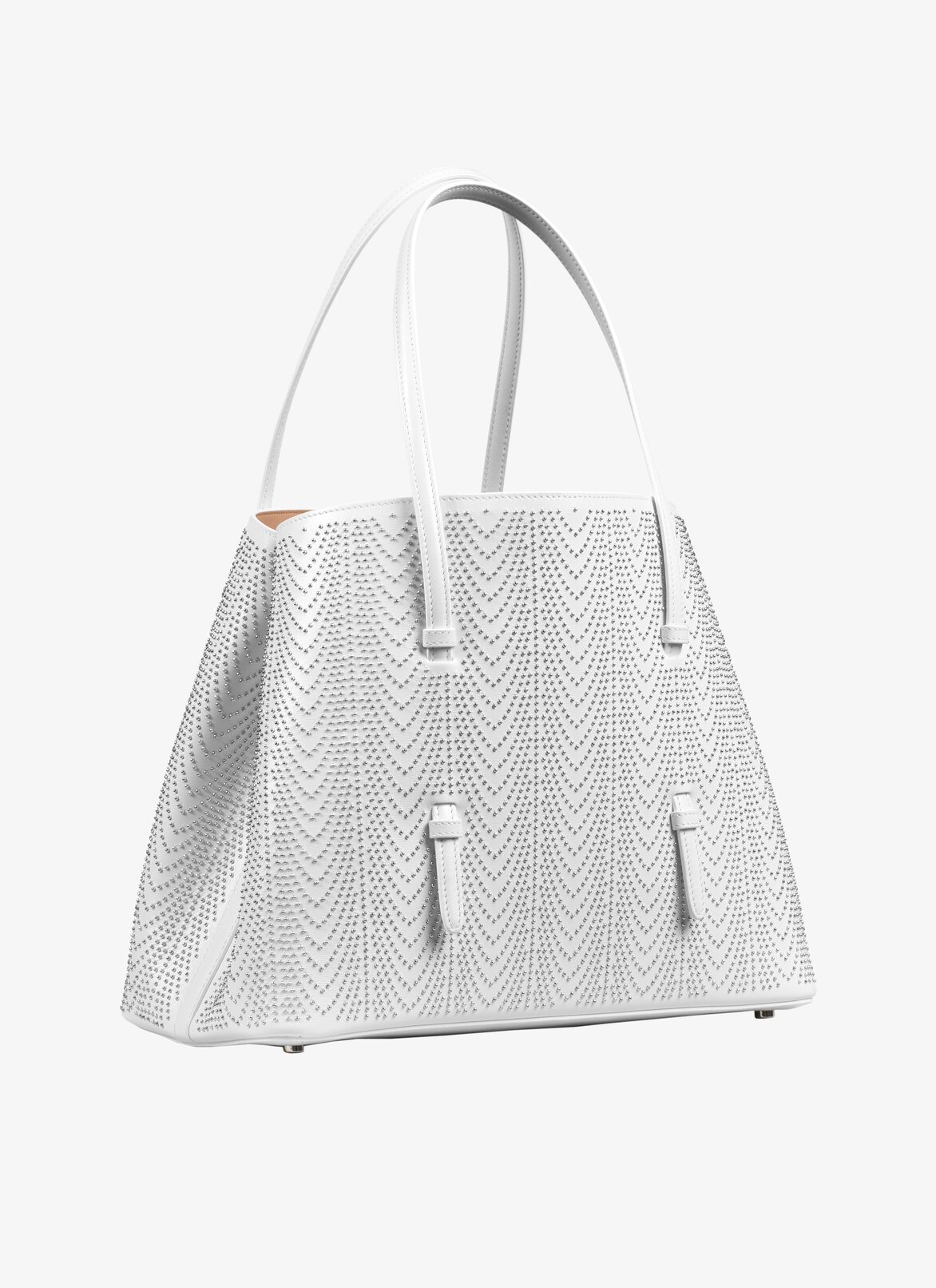 MINA MEDIUM CUIR LUX CASCADE OPTICAL WHITE ALAÏA WHITE  MINA MEDIUM CUIR LUX CASCADE OPTICAL WHITE